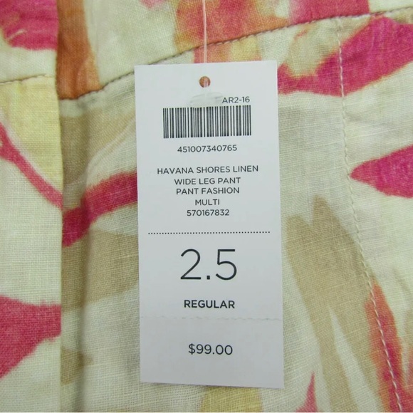 Chico’s Ultimate Fit Wide Leg Pants SZ 2.5 Regular Havana Shores Linen NWT - Picture 2 of 14